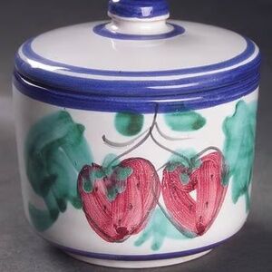VINTAGE VIETRI Buon Giorno Strawberry Sugar Bowl with Lid